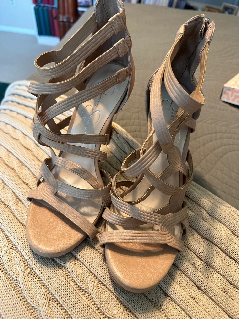 Jessica Simpson Beige Strappy High Heel Sandals 8.5